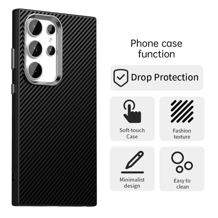 For Samsung Galaxy S23 Ultra Case Cell Phone Hybrid Back Cover Carbon Fiber Texture
