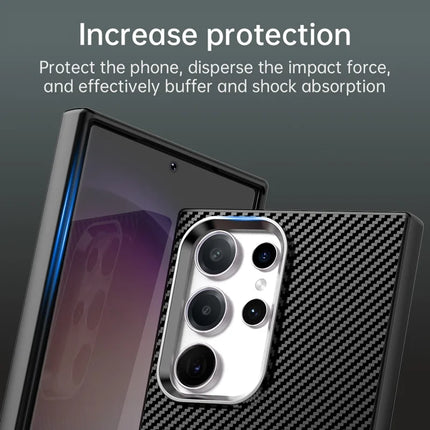 For Samsung Galaxy S23 Ultra Case Cell Phone Hybrid Back Cover Carbon Fiber Texture