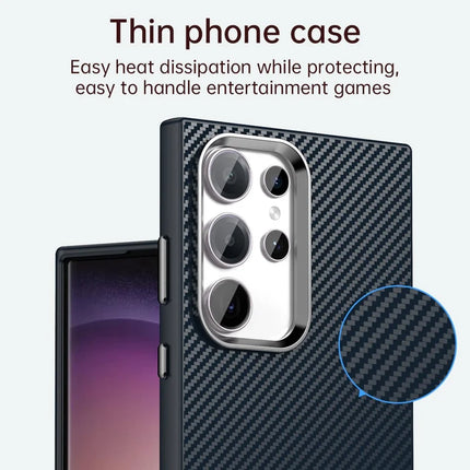 For Samsung Galaxy S23 Ultra Case Cell Phone Hybrid Back Cover Carbon Fiber Texture