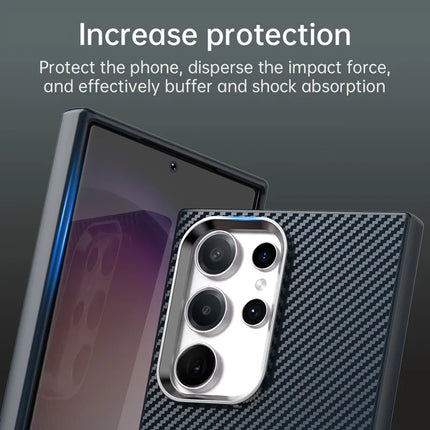 For Samsung Galaxy S23 Ultra Case Cell Phone Hybrid Back Cover Carbon Fiber Texture