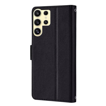 For Samsung Galaxy S23 Ultra Leather Wallet Case RFID Blocking Stand Cover with Hand Strap