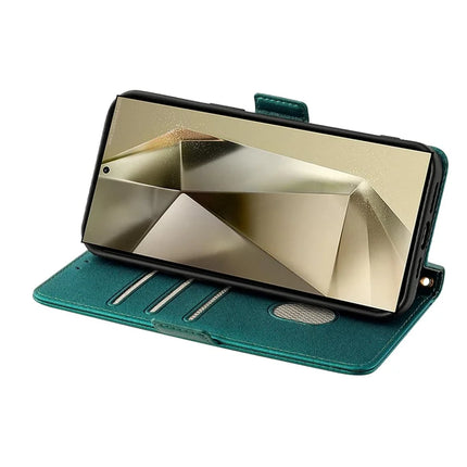 For Samsung Galaxy S23 Ultra Leather Wallet Case RFID Blocking Stand Cover with Hand Strap