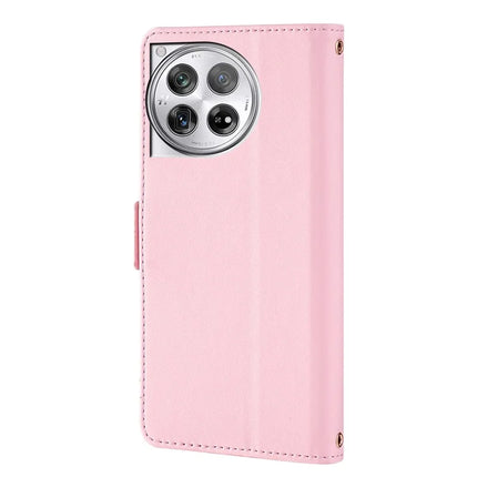 For OnePlus 12 5G Leather Wallet Case RFID Blocking Stand Cover with Hand Strap