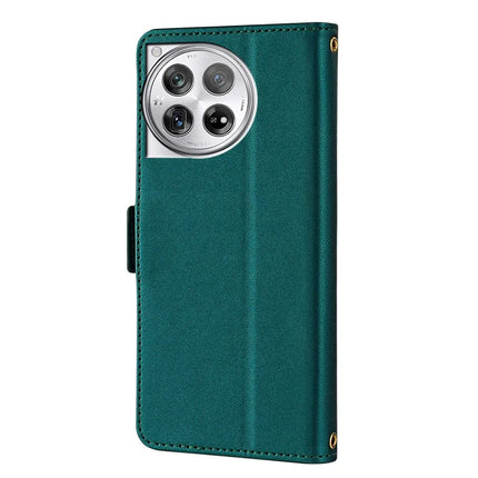 For OnePlus 12 5G Leather Wallet Case RFID Blocking Stand Cover with Hand Strap