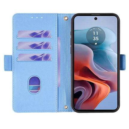For Motorola Moto G34 5G Leather Wallet Case RFID Blocking Stand Cover with Hand Strap