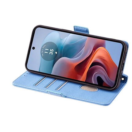 For Motorola Moto G34 5G Leather Wallet Case RFID Blocking Stand Cover with Hand Strap