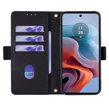 For Motorola Moto G34 5G Leather Wallet Case RFID Blocking Stand Cover with Hand Strap