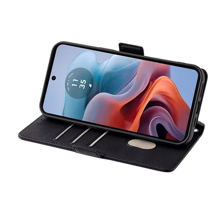 For Motorola Moto G34 5G Leather Wallet Case RFID Blocking Stand Cover with Hand Strap