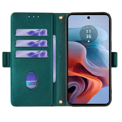 For Motorola Moto G34 5G Leather Wallet Case RFID Blocking Stand Cover with Hand Strap