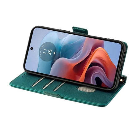 For Motorola Moto G34 5G Leather Wallet Case RFID Blocking Stand Cover with Hand Strap