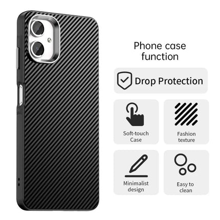 For Samsung Galaxy A06 Case Cell Phone Hybrid Back Cover Carbon Fiber Texture