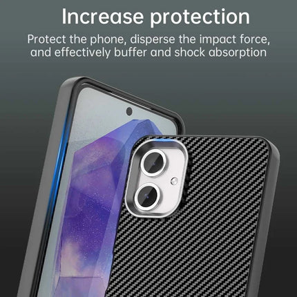 For Samsung Galaxy A06 Case Cell Phone Hybrid Back Cover Carbon Fiber Texture
