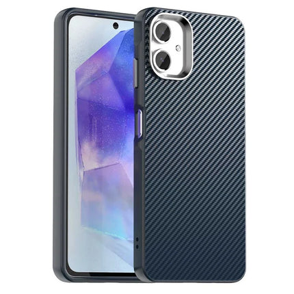 For Samsung Galaxy A06 Case Cell Phone Hybrid Back Cover Carbon Fiber Texture - Blue