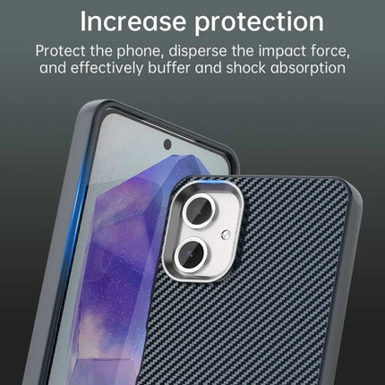 For Samsung Galaxy A06 Case Cell Phone Hybrid Back Cover Carbon Fiber Texture