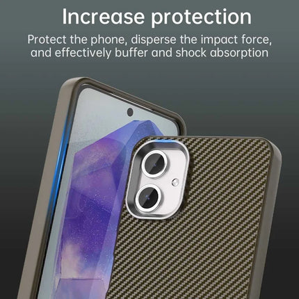 For Samsung Galaxy A06 Case Cell Phone Hybrid Back Cover Carbon Fiber Texture