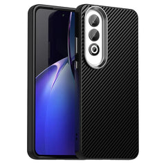 For Oppo K12 / OnePlus Nord CE4 5G Case Cell Phone Hybrid Back Cover Carbon Fiber Texture - Black