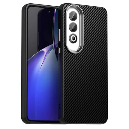 For Oppo K12 / OnePlus Nord CE4 5G Case Cell Phone Hybrid Back Cover Carbon Fiber Texture - Black