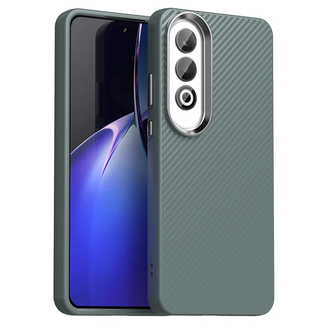 For Oppo K12 / OnePlus Nord CE4 5G Case Cell Phone Hybrid Back Cover Carbon Fiber Texture - Grey
