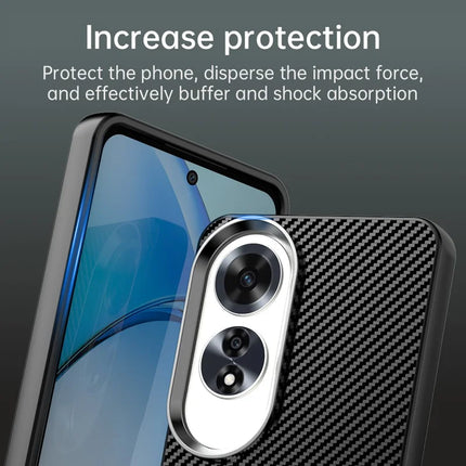 For Oppo A60 4G Case Cell Phone Hybrid Back Cover Carbon Fiber Texture