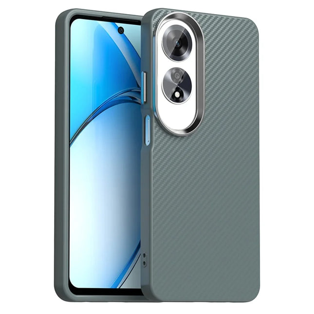 For Oppo A60 4G Case Cell Phone Hybrid Back Cover Carbon Fiber Texture - Grey