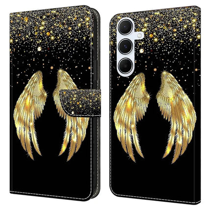 For Samsung Galaxy A16 5G  /  4G Case 3D Pattern PU Leather Wallet Phone Cover with Stand - Gold Wing