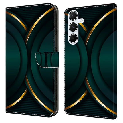 For Samsung Galaxy A16 5G  /  4G Case 3D Pattern PU Leather Wallet Phone Cover with Stand - Gold Contour
