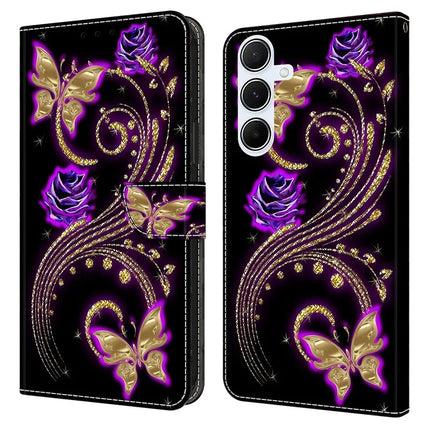 For Samsung Galaxy A16 5G  /  4G Case 3D Pattern PU Leather Wallet Phone Cover with Stand - Purple Flowers  /  Butterflies