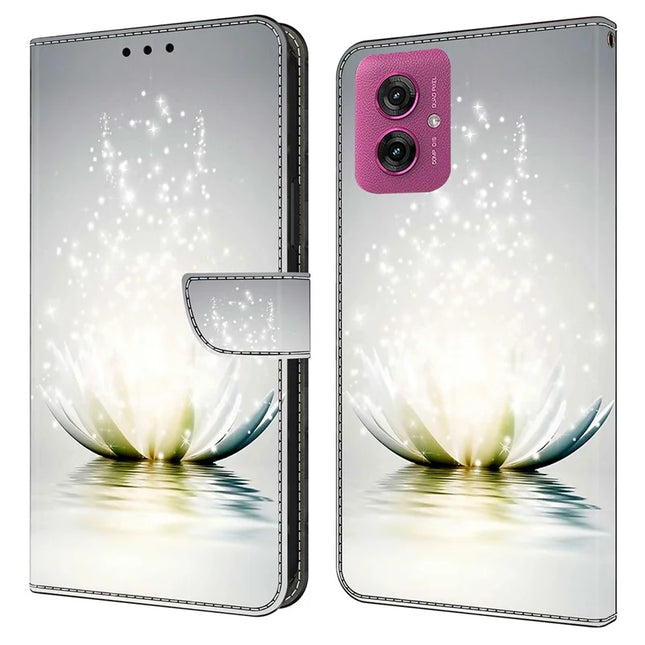 For Motorola Moto G55 5G Case 3D Pattern PU Leather Wallet Phone Cover with Stand - Lotus