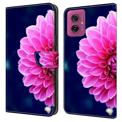 For Motorola Moto G55 5G Case 3D Pattern PU Leather Wallet Phone Cover with Stand - Pink Flowers