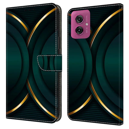 For Motorola Moto G55 5G Case 3D Pattern PU Leather Wallet Phone Cover with Stand - Gold Contour
