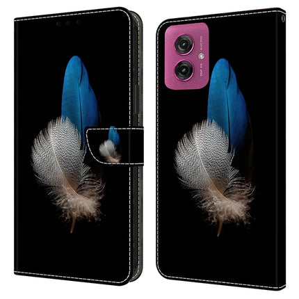 For Motorola Moto G55 5G Case 3D Pattern PU Leather Wallet Phone Cover with Stand - Two Feathers