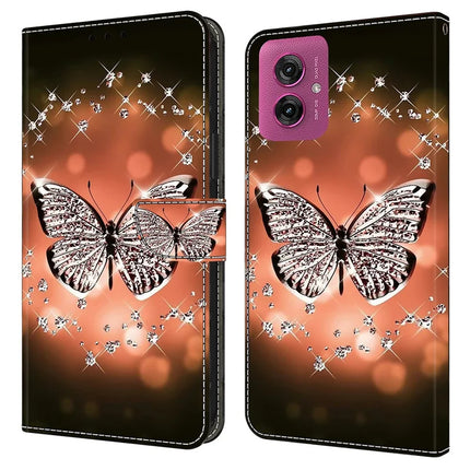 For Motorola Moto G55 5G Case 3D Pattern PU Leather Wallet Phone Cover with Stand - Crystal Butterfly
