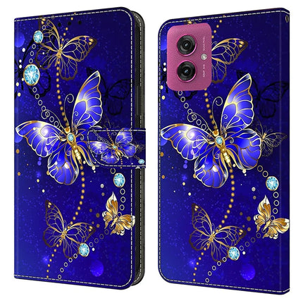 For Motorola Moto G55 5G Case 3D Pattern PU Leather Wallet Phone Cover with Stand - Diamond Butterfly