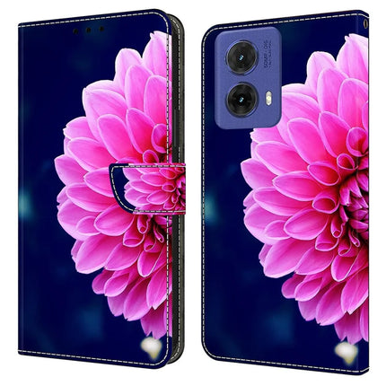 For Motorola Moto G85 5G Case 3D Pattern PU Leather Wallet Phone Cover with Stand - Pink Flowers