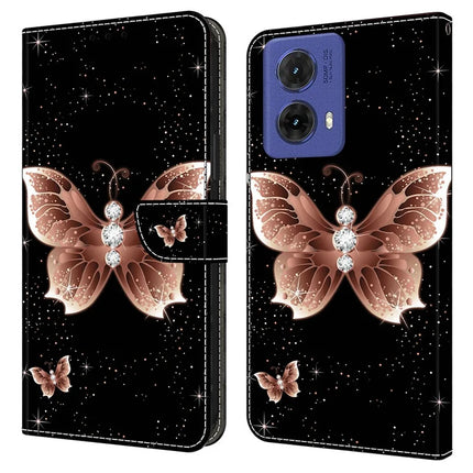 For Motorola Moto G85 5G Case 3D Pattern PU Leather Wallet Phone Cover with Stand - Pink Diamond Butterfly