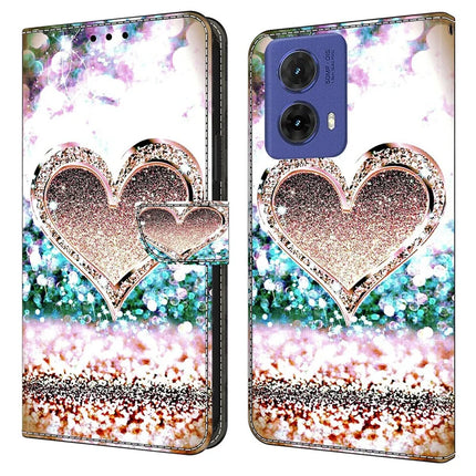 For Motorola Moto G85 5G Case 3D Pattern PU Leather Wallet Phone Cover with Stand - Pink Diamond Heart
