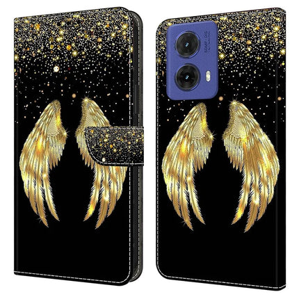For Motorola Moto G85 5G Case 3D Pattern PU Leather Wallet Phone Cover with Stand - Gold Wing