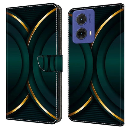 For Motorola Moto G85 5G Case 3D Pattern PU Leather Wallet Phone Cover with Stand - Gold Contour