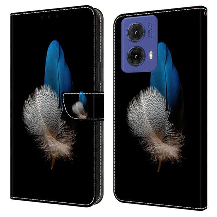 For Motorola Moto G85 5G Case 3D Pattern PU Leather Wallet Phone Cover with Stand - Two Feathers