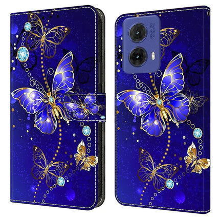 For Motorola Moto G85 5G Case 3D Pattern PU Leather Wallet Phone Cover with Stand - Diamond Butterfly