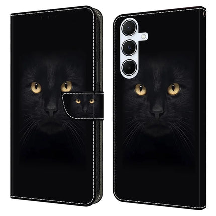 For Samsung Galaxy A36 5G / A56 5G Case Magnetic Clasp 3D Pattern Leather Wallet Phone Cover - Black Cat