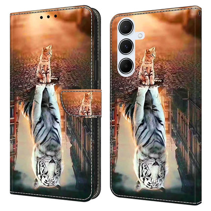 For Samsung Galaxy A36 5G / A56 5G Case Magnetic Clasp 3D Pattern Leather Wallet Phone Cover - Cat and Tiger