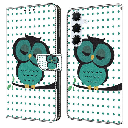 For Samsung Galaxy A36 5G / A56 5G Case Magnetic Clasp 3D Pattern Leather Wallet Phone Cover - Sleeping Owl