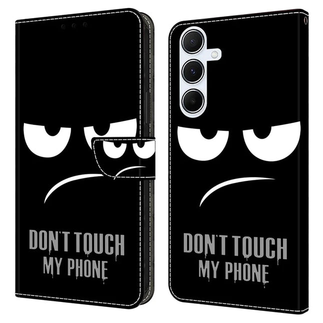 For Samsung Galaxy A16 5G  /  4G Case Magnetic Clasp 3D Pattern Leather Wallet Phone Cover - Don't Touch My Phone