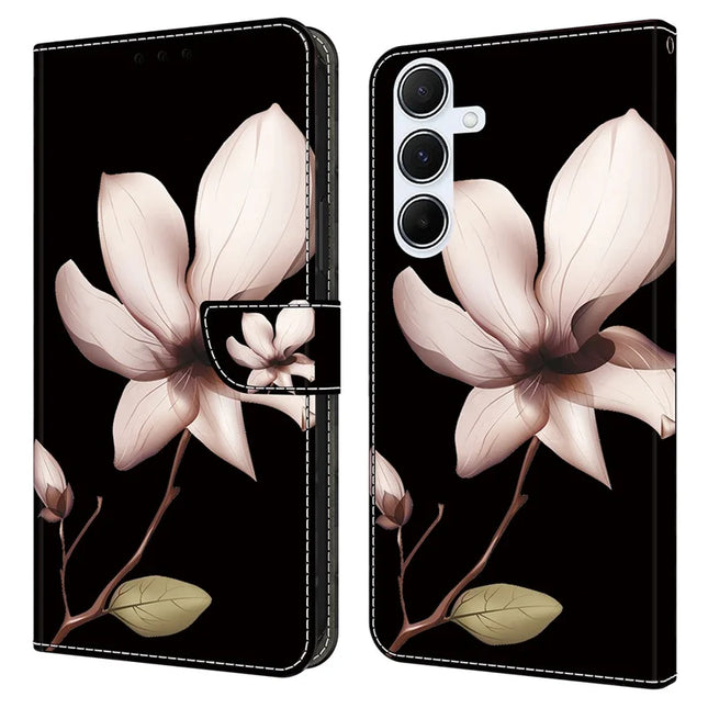 For Samsung Galaxy A16 5G  /  4G Case Magnetic Clasp 3D Pattern Leather Wallet Phone Cover - Pink Flower