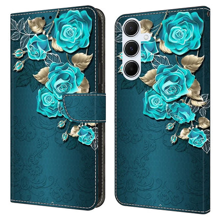 For Samsung Galaxy A16 5G  /  4G Case Magnetic Clasp 3D Pattern Leather Wallet Phone Cover - Blue Rose