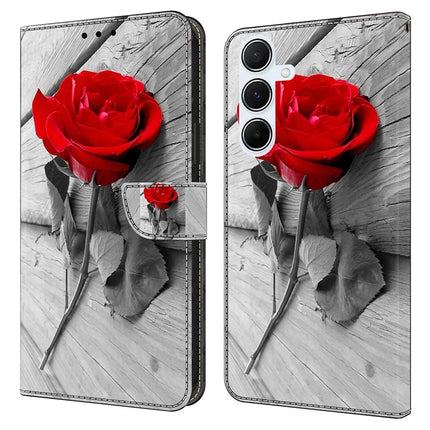 For Samsung Galaxy A16 5G  /  4G Case Magnetic Clasp 3D Pattern Leather Wallet Phone Cover - Rose
