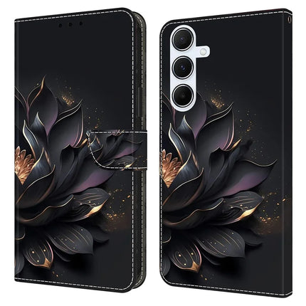 For Samsung Galaxy A16 5G  /  4G Case Magnetic Clasp 3D Pattern Leather Wallet Phone Cover - Purple Lotus