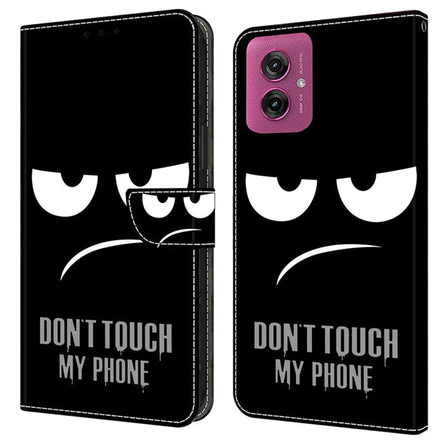 For Motorola Moto G55 5G Case Magnetic Clasp 3D Pattern Leather Wallet Phone Cover - Don't Touch My Phone