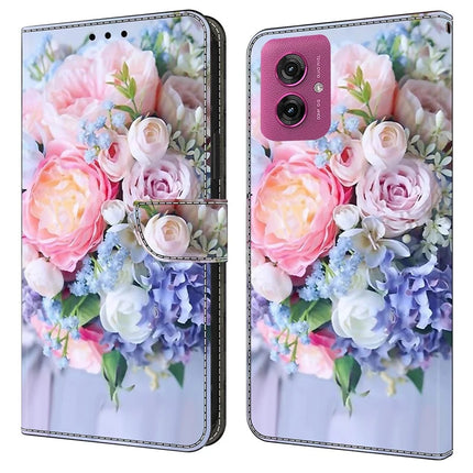 For Motorola Moto G55 5G Case Magnetic Clasp 3D Pattern Leather Wallet Phone Cover - Colorful Flower